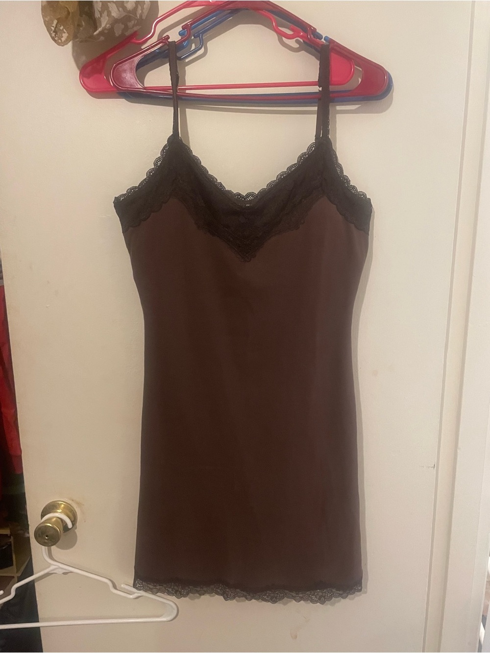 Women's Lace-Trim Slip Dress - Brown